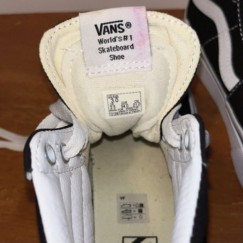 Vans Off‎ The Wall SK8 Hi Kids 3 Sneakers Filmore Black Canvas High Tops Shoes - Picture 9 of 9